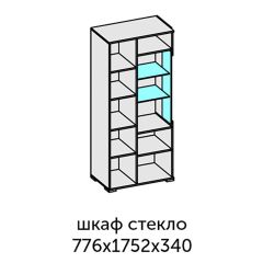 Аллегро-10 Шкаф 2дв. (со стеклом) (дуб крафт золотой-камень темный) в Шадринске - shadrinsk.mebel24.online | фото 2