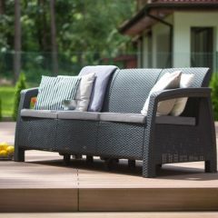 Диван пластиковый Корфу Макс (Corfu love seat max) графит в Шадринске - shadrinsk.mebel24.online | фото 3