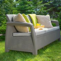 Диван пластиковый Корфу Макс (Corfu love seat max) капучино - песок в Шадринске - shadrinsk.mebel24.online | фото 3