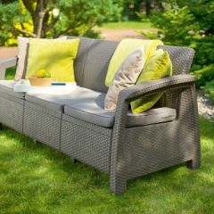 Диван пластиковый Корфу Макс (Corfu love seat max) капучино - песок в Шадринске - shadrinsk.mebel24.online | фото 4