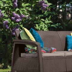 Диван пластиковый Корфу Макс (Corfu love seat max) коричневый в Шадринске - shadrinsk.mebel24.online | фото 2