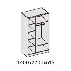 ИННЭС-5 Шкаф-купе 2-х дв. 1400 (2 дв. Ф3 - венге вст. экокожа коричневый) в Шадринске - shadrinsk.mebel24.online | фото 2