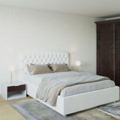 Кровать Берлин с ПМ 1200 (экокожа белая) в Шадринске - shadrinsk.mebel24.online | фото 2