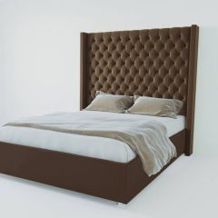 Кровать Версаль ЛЮКС с ПМ 1400 (экокожа коричневая) в Шадринске - shadrinsk.mebel24.online | фото