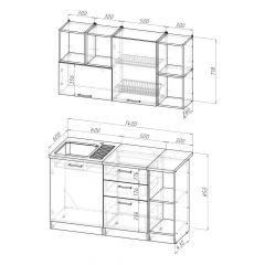 Кухонный гарнитур Ольга медиум 3 1400 мм в Шадринске - shadrinsk.mebel24.online | фото 2