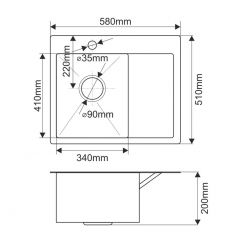 Мойка HD5851L MELANA ProfLine 3,0/200 САТИН врезная прямоугольная с коландером HD5851L в Шадринске - shadrinsk.mebel24.online | фото 2