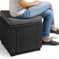 Пуфик Куб с подушкой (Cube with cushion) коричневый - серо-бежевый* в Шадринске - shadrinsk.mebel24.online | фото 2