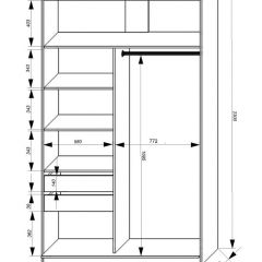 Шкаф-купе 1400 серии SOFT D1+D3+B2+PL1 (2 ящика+1штанга) профиль «Графит» в Шадринске - shadrinsk.mebel24.online | фото 3