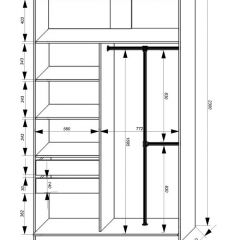 Шкаф-купе 1400 серии SOFT D8+D2+B2+PL4 (2 ящика+F обр.штанга) профиль «Графит» в Шадринске - shadrinsk.mebel24.online | фото 3