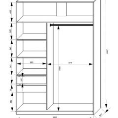 Шкаф-купе 1600 серии SOFT D1+D3+B2+PL1 (2 ящика+1штанга) профиль «Графит» в Шадринске - shadrinsk.mebel24.online | фото 4