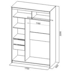 Шкаф-купе №19 Серия 3 Инфинити с зеркалами (1700) Ясень Анкор светлый в Шадринске - shadrinsk.mebel24.online | фото 6