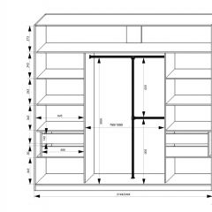 Шкаф-купе 2150 серии NEW CLASSIC K4+K4+K4+B22+PL4(по 2 ящика лев/прав+F обр.штанга) профиль «Капучино» в Шадринске - shadrinsk.mebel24.online | фото 3