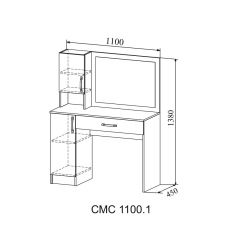 СОФИ Стол макияжный СМС 1100.1 с зеркалом (дуб сонома/белый) в Шадринске - shadrinsk.mebel24.online | фото 2