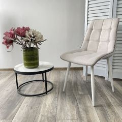 Стул CHIC HE622-01/ HE622-05 топленое молоко, ткань/ белый каркас М-City в Шадринске - shadrinsk.mebel24.online | фото 4