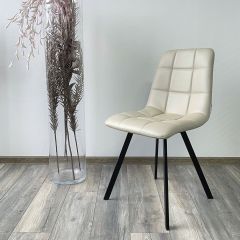 Стул CHILLI SQUARE HK017-02 серо-бежевый, PU/ черный каркас М-City в Шадринске - shadrinsk.mebel24.online | фото 2