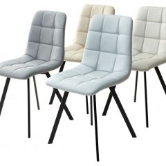 Стул CHILLI SQUARE HK017-02 серо-бежевый, PU/ черный каркас М-City в Шадринске - shadrinsk.mebel24.online | фото 3