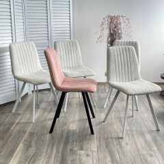 Стул ELVIS WZ2042-01 молочный фактурный велюр / белый каркас М-City в Шадринске - shadrinsk.mebel24.online | фото 2