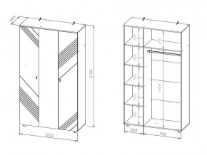 БАЙКАЛ Шкаф трехстворчатый (Графит/Дуб золотой) в Шадринске - shadrinsk.mebel24.online | фото 3