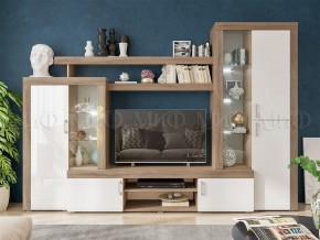 СТАС Гостиная (МДФ) Белый глянец/дуб сонома в Шадринске - shadrinsk.mebel24.online | фото 3