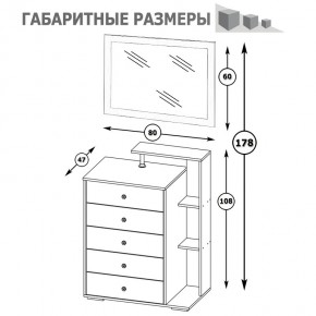 Камелия Комод + Зеркало, цвет белый, ШхГхВ 80х46,8х178 см., НЕ универсальная сборка в Шадринске - shadrinsk.mebel24.online | фото 6