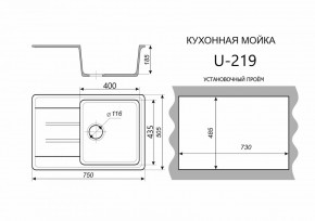 Каменная мойка ULSTONE U-219 (755х505) в Шадринске - shadrinsk.mebel24.online | фото 2