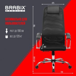 Кресло BRABIX PREMIUM "Ultimate EX-800" хром, плотная двойная сетка Х2, черное, 532911 в Шадринске - shadrinsk.mebel24.online | фото 6