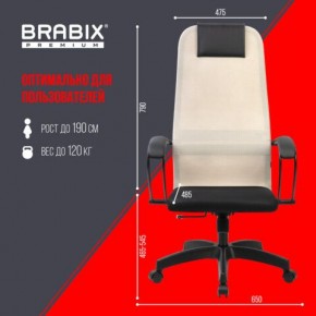 Кресло BRABIX PREMIUM "Ultimate EX-800" пластик, плотная двойная сетка Х2, черное/бежевое, 532916 в Шадринске - shadrinsk.mebel24.online | фото 6