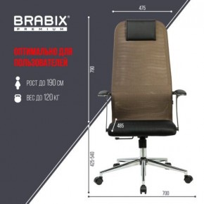 Кресло BRABIX PREMIUM "Ultimate EX-801" хром, плотная двойная сетка Х2, черное/коричневое, 532920 в Шадринске - shadrinsk.mebel24.online | фото 6