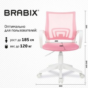 Кресло BRABIX "Fly MG-396W", с подлокотниками, пластик белый, сетка, розовое, 533008 в Шадринске - shadrinsk.mebel24.online | фото 5