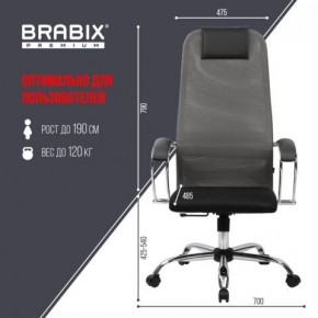 Кресло офисное BRABIX PREMIUM "Ultimate EX-800" хром, плотная двойная сетка Х2, черное/серое, 532912 в Шадринске - shadrinsk.mebel24.online | фото 3