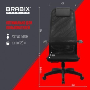 Кресло офисное BRABIX PREMIUM "Ultimate EX-801" пластик, плотная двойная сетка Х2, черное, 532922 в Шадринске - shadrinsk.mebel24.online | фото 5