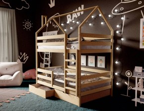 Кровать-домик двухъярусная 80*160 без покраски в Шадринске - shadrinsk.mebel24.online | фото