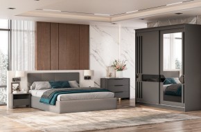 Кровать двойная №4 с основанием (Серый) в Шадринске - shadrinsk.mebel24.online | фото 3