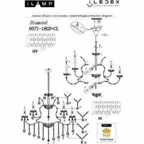 Подвесная люстра iLamp Diamond 6071-18 GD+CL в Шадринске - shadrinsk.mebel24.online | фото 2