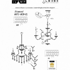 Подвесная люстра iLamp Diamond 6071-8 CR+CL в Шадринске - shadrinsk.mebel24.online | фото 2