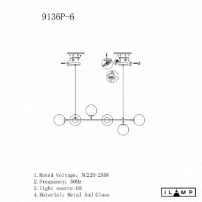 Подвесная люстра iLamp Golden 9136P/6 BK-WH в Шадринске - shadrinsk.mebel24.online | фото 3