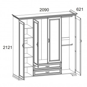 Шкаф 4D2S Z, TIFFANY, цвет вудлайн кремовый в Шадринске - shadrinsk.mebel24.online | фото 2