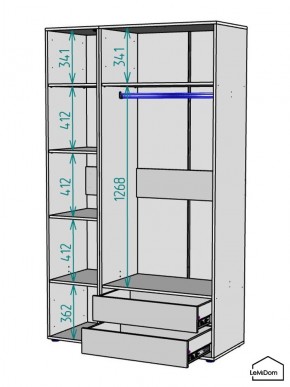 Шкаф Linnea MHR-3PO-2 2050х1200х510 (Белый-М 11.1.2) в Шадринске - shadrinsk.mebel24.online | фото 3