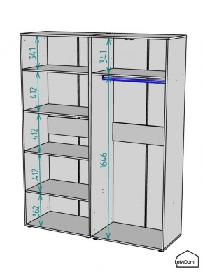 Шкаф Linnea MHR-4-1 2050х1600х510 (Графит-М 11.1.25) в Шадринске - shadrinsk.mebel24.online | фото 3
