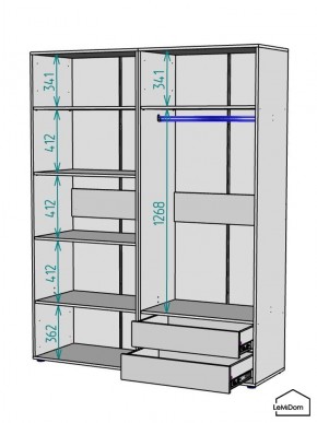 Шкаф Linnea MHR-4PO-2 2050х1600х510 (Белый-М 11.1.2) в Шадринске - shadrinsk.mebel24.online | фото 3