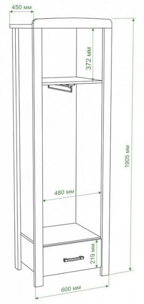 Шкаф платяной Бартоло Ш1Д в Шадринске - shadrinsk.mebel24.online | фото 2