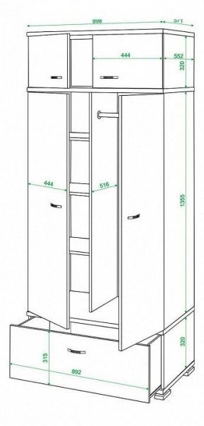 Шкаф платяной Домино КС-20 в Шадринске - shadrinsk.mebel24.online | фото 3