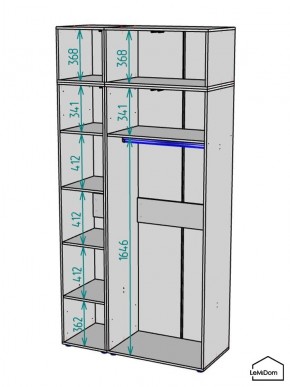 Шкаф с антресолью Linnea MHR-3A-1 2450х1200х510 (ДВ-М 11.1.25) в Шадринске - shadrinsk.mebel24.online | фото 3