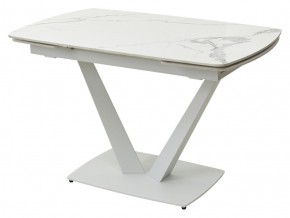 Стол ALATRI 120 GLOSS STATUARIO WHITE SOLID CERAMIC / WHITE, ®DISAUR в Шадринске - shadrinsk.mebel24.online | фото 1
