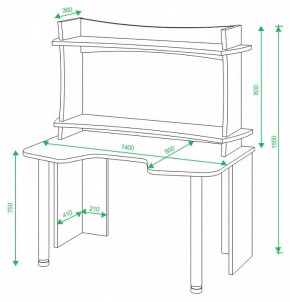 Стол компьютерный Домино Lite СКЛ-Игр140+НКИЛ140ВЛ в Шадринске - shadrinsk.mebel24.online | фото 3