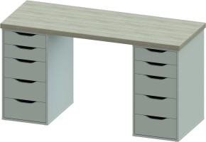 Стол письменный Ингар 2/55 140x75x55, дуб беленый/белый в Шадринске - shadrinsk.mebel24.online | фото 2