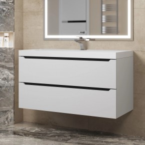 Тумба под раковину Uperwood Tanos 100 см, подвесная, белая/графит в Шадринске - shadrinsk.mebel24.online | фото