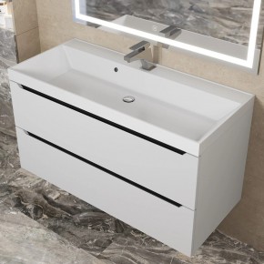 Тумба под раковину Uperwood Tanos 100 см, подвесная, белая/графит в Шадринске - shadrinsk.mebel24.online | фото 10