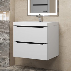 Тумба под раковину Uperwood Tanos 60 см, подвесная, белая/графит в Шадринске - shadrinsk.mebel24.online | фото