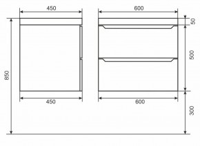 Тумба под раковину Uperwood Tanos 60 см, подвесная, белая/графит в Шадринске - shadrinsk.mebel24.online | фото 6